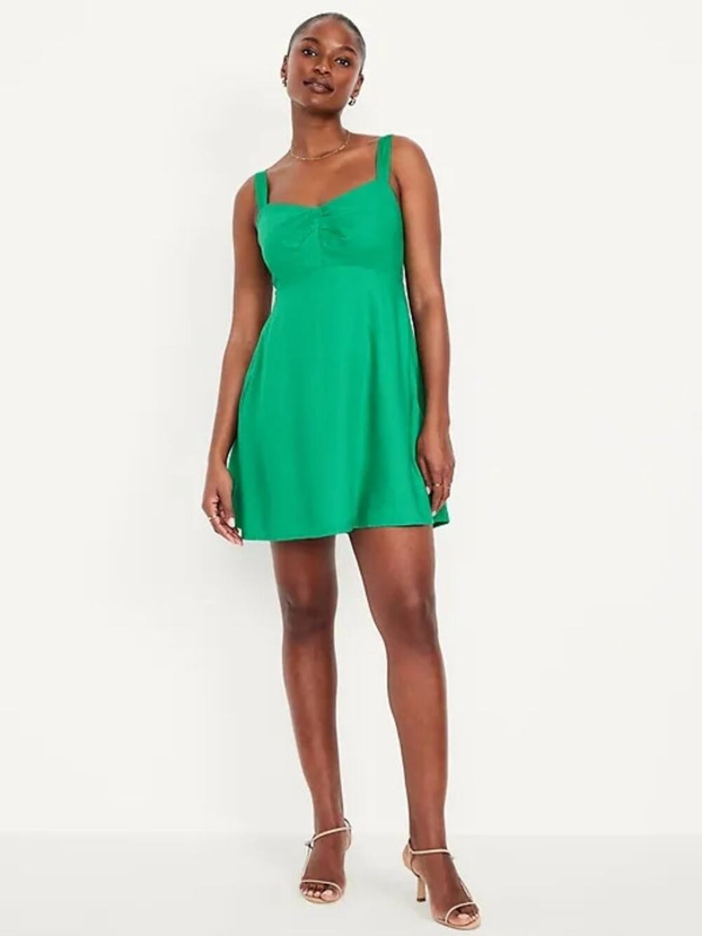 NWT Old Navy Fit & Flare Crepe Mini Dress in Green Mangrove